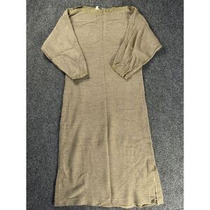 Vintage HIRSHIES Tan Shirt Dress Minimalist New Wave 1980s 80s 90s Button